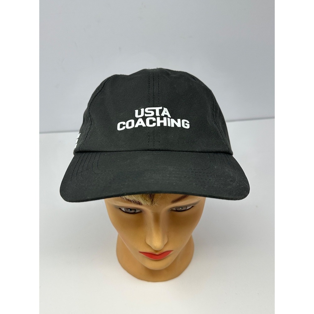 Rare! USTA Tennis Coaching Cap Hat Black One Size Adjustable V5